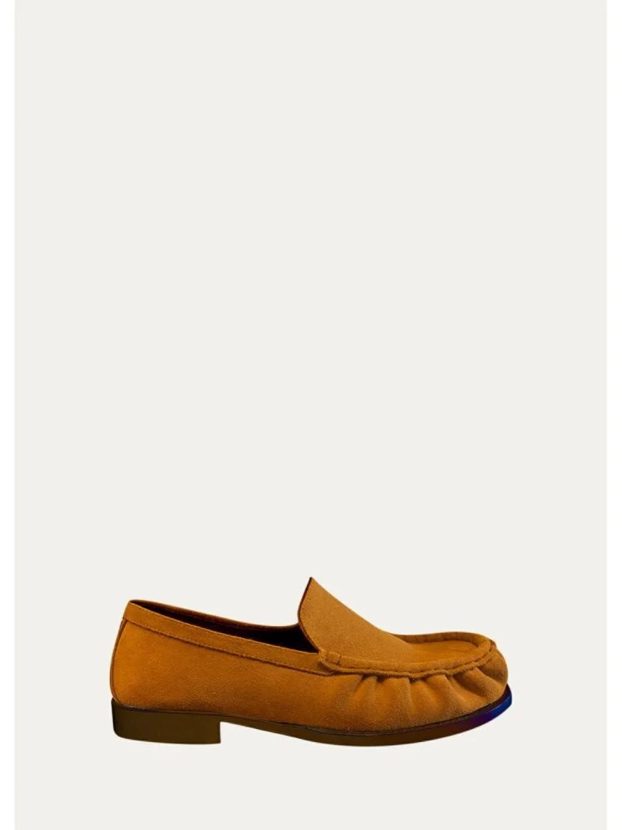 Ruched Suede Loafers - 1