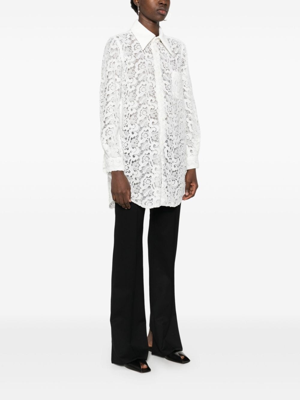 guipure-lace shirt - 3