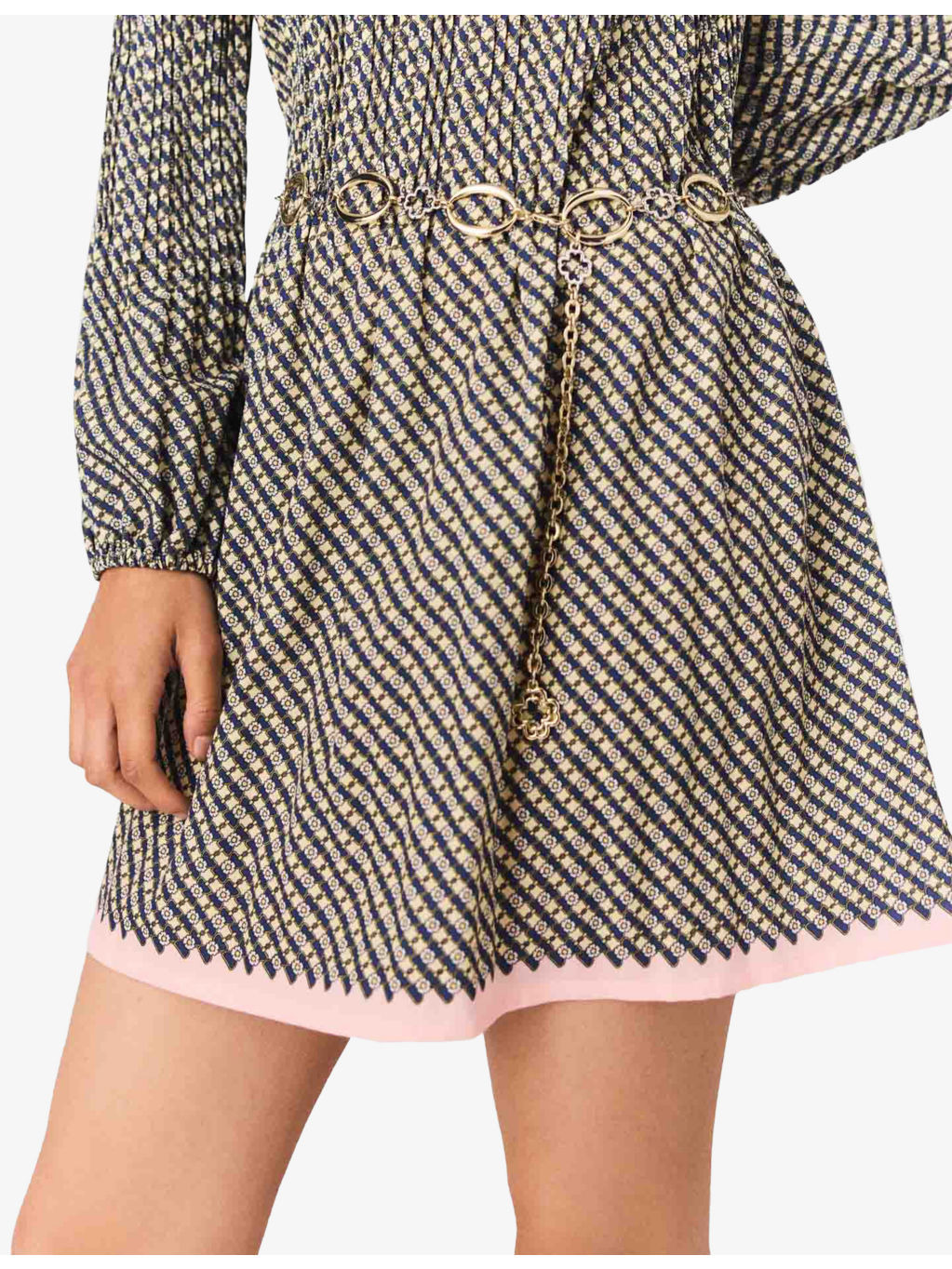 Floral Bow-Print Pleated Chiffon Mini Dress - 5