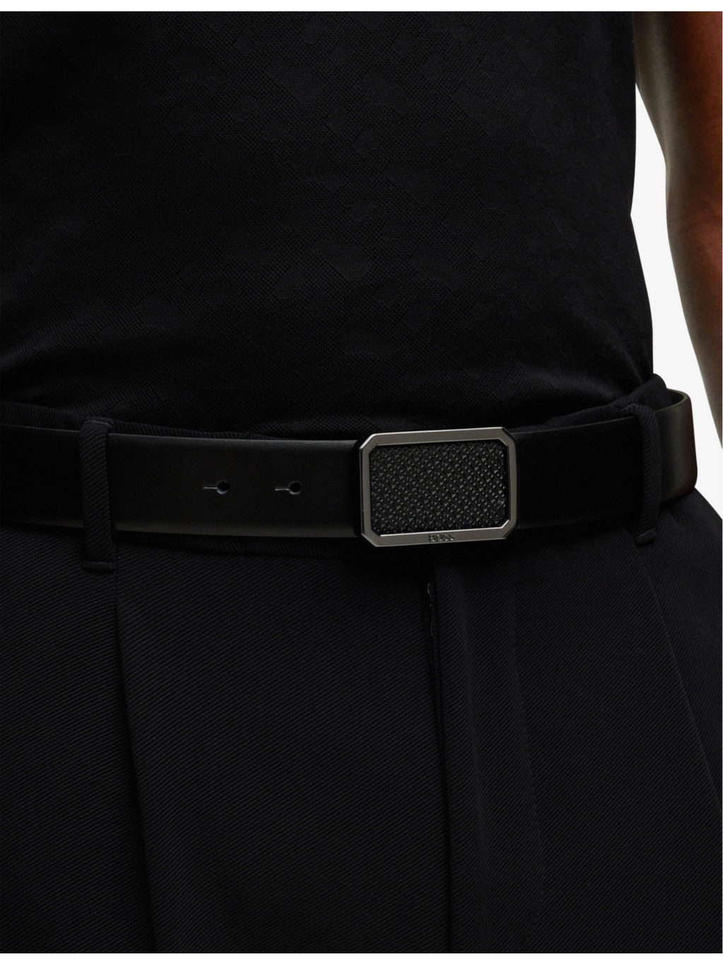 Monogram-plaque leather belt - 3