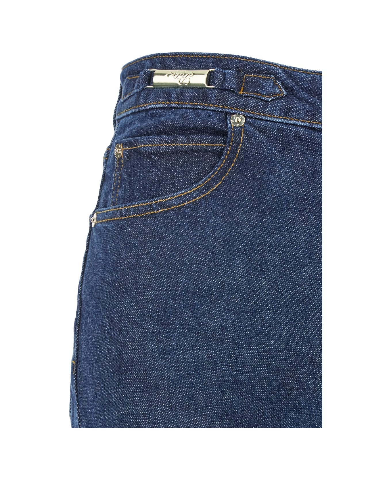 'the Ritz Ruler' Blue Flared Jeans With Logo Plaque On The Waist And Logo Embroidery On The Rear In  - 3