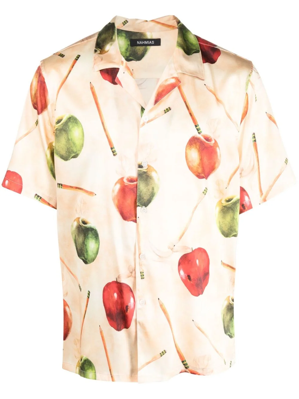 apple-motif silk shirt - 1