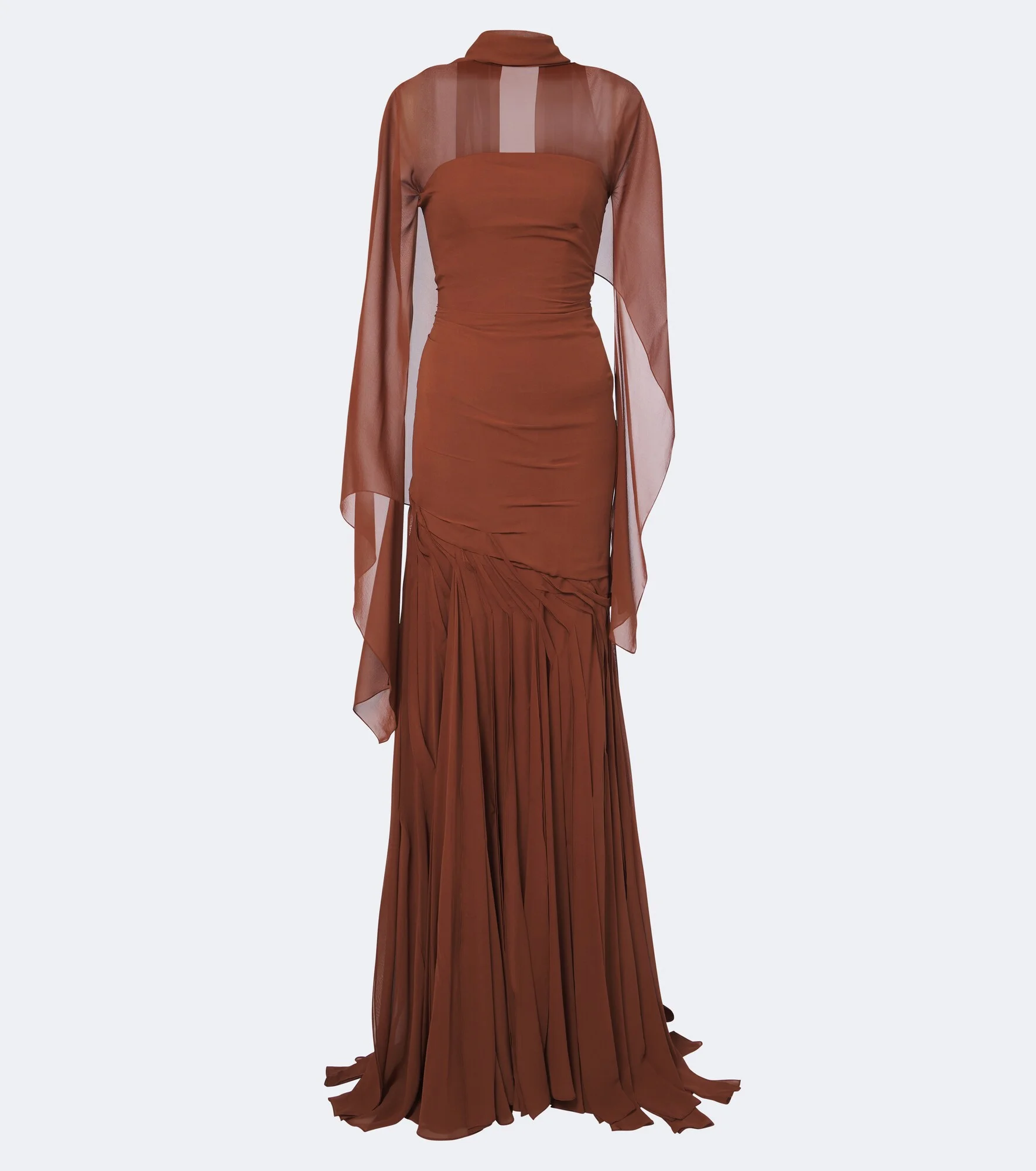 Draped georgette bustier gown - 1