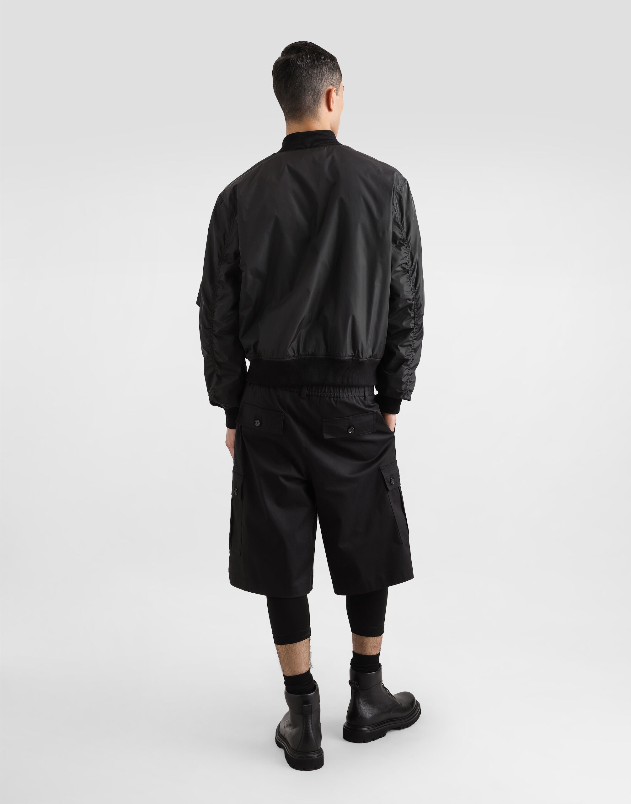 Padded technical fabric bomber jacket with tag - 3