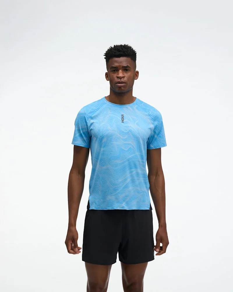 Men's EveryRun Short Sleeve Shirt in Mineral Blue Prt - 1