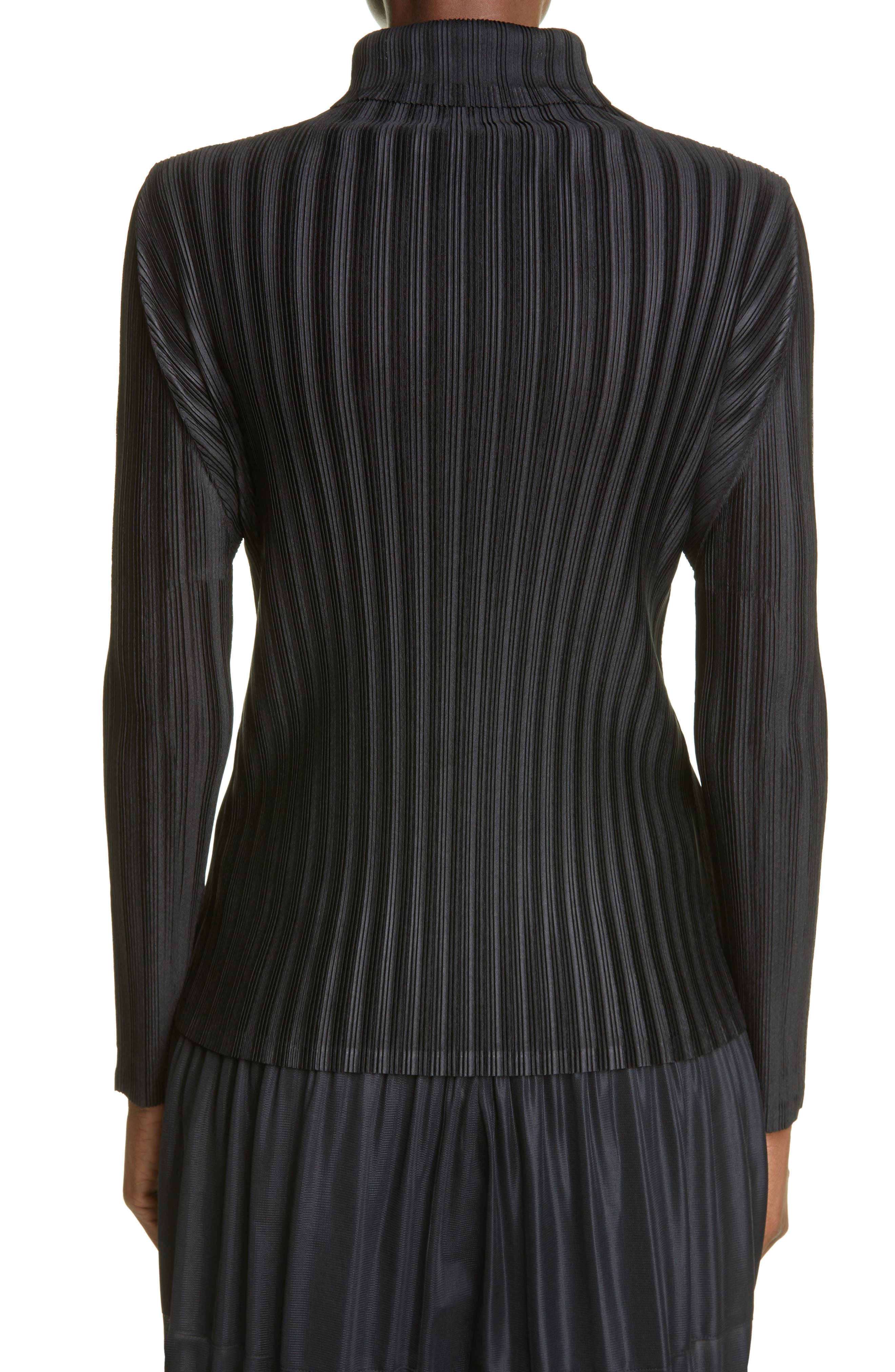 Pleated Long Sleeve Turtleneck - 2