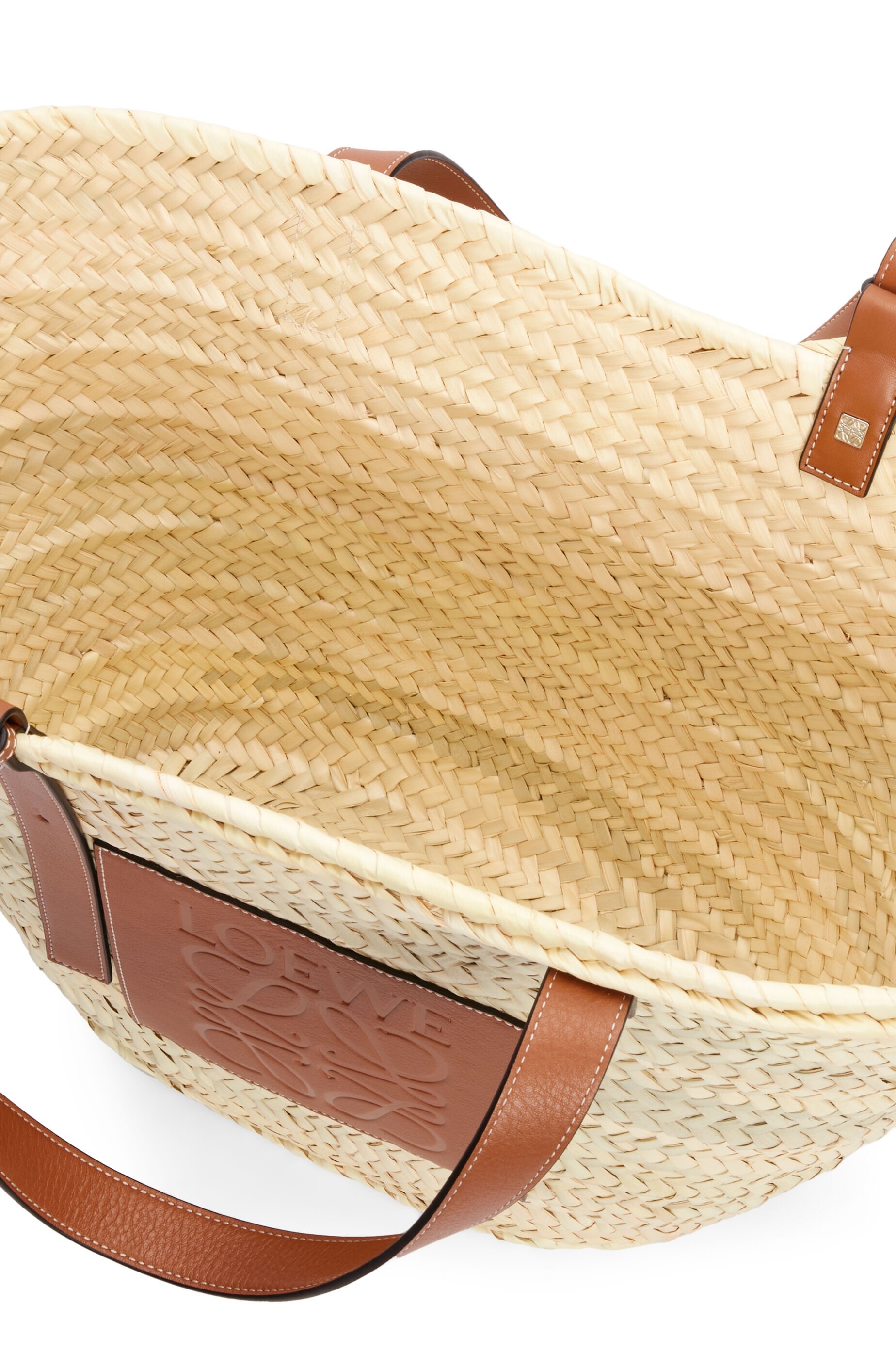 Large Basket bag in palm leaf and calfskin - 4