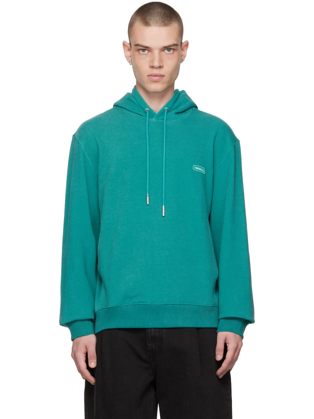 Green Embroidered Hoodie - 1