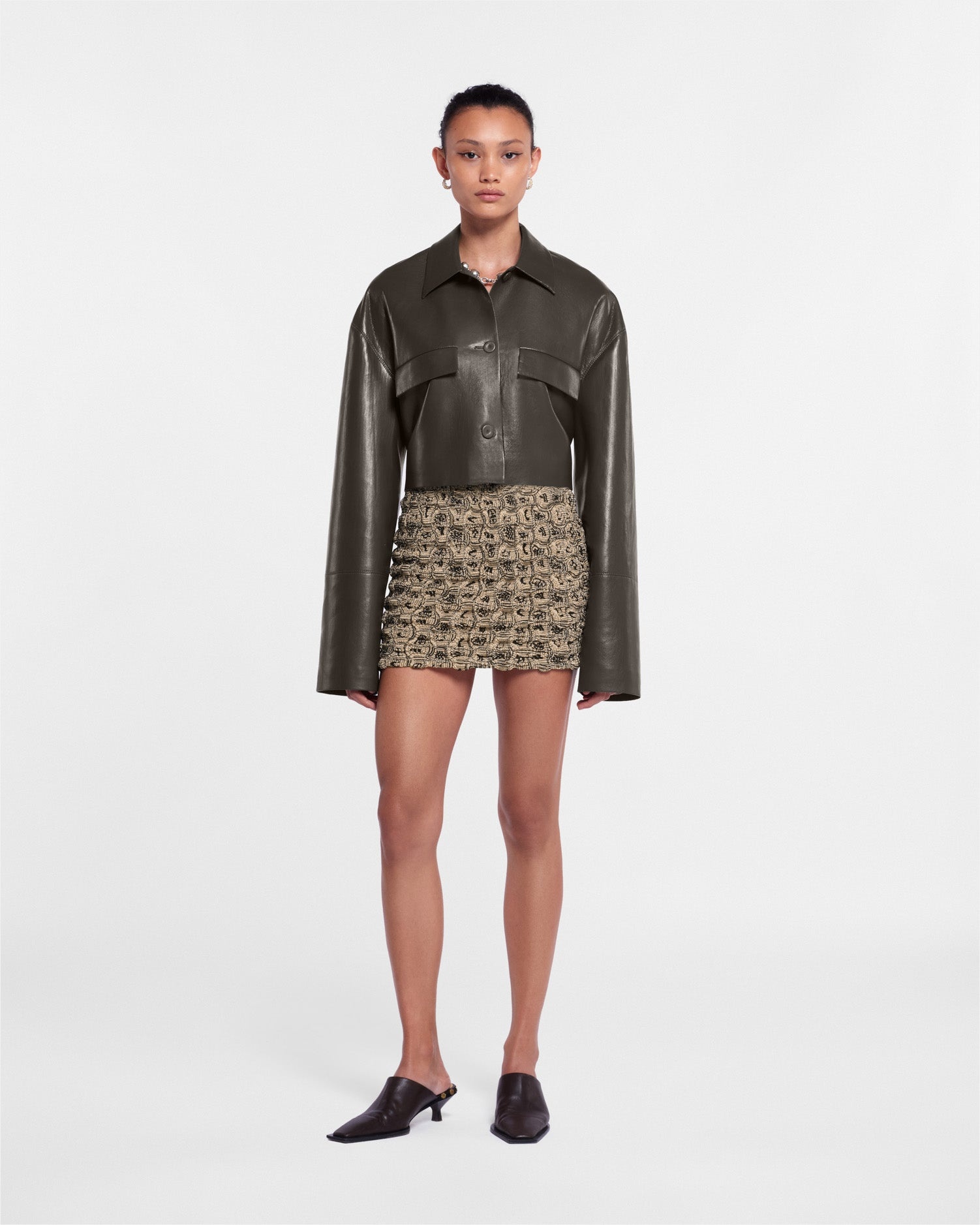 Smocked Gauze Mini Skirt - 1