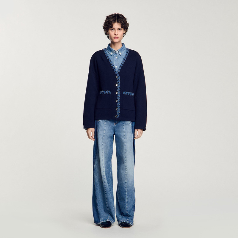 Sandro CARDIGAN WITH DENIM DETAILS outlook