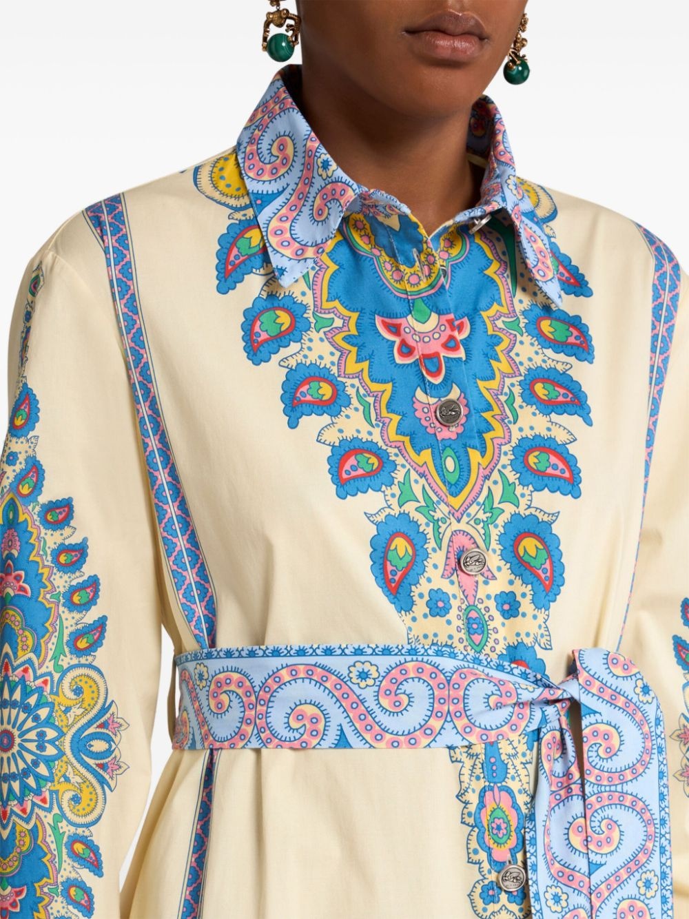 paisley-print shirt dress - 4