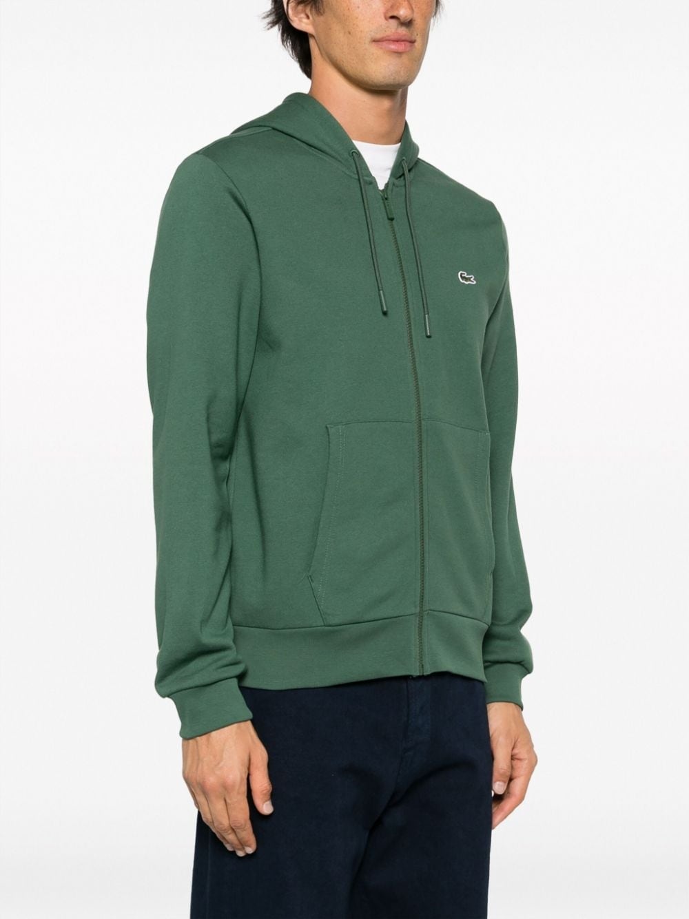 logo-embroidered zip-up hoodie - 3