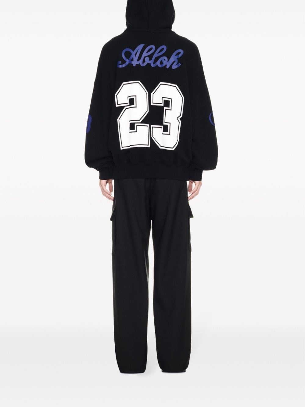 Football-print cotton hoodie - 4