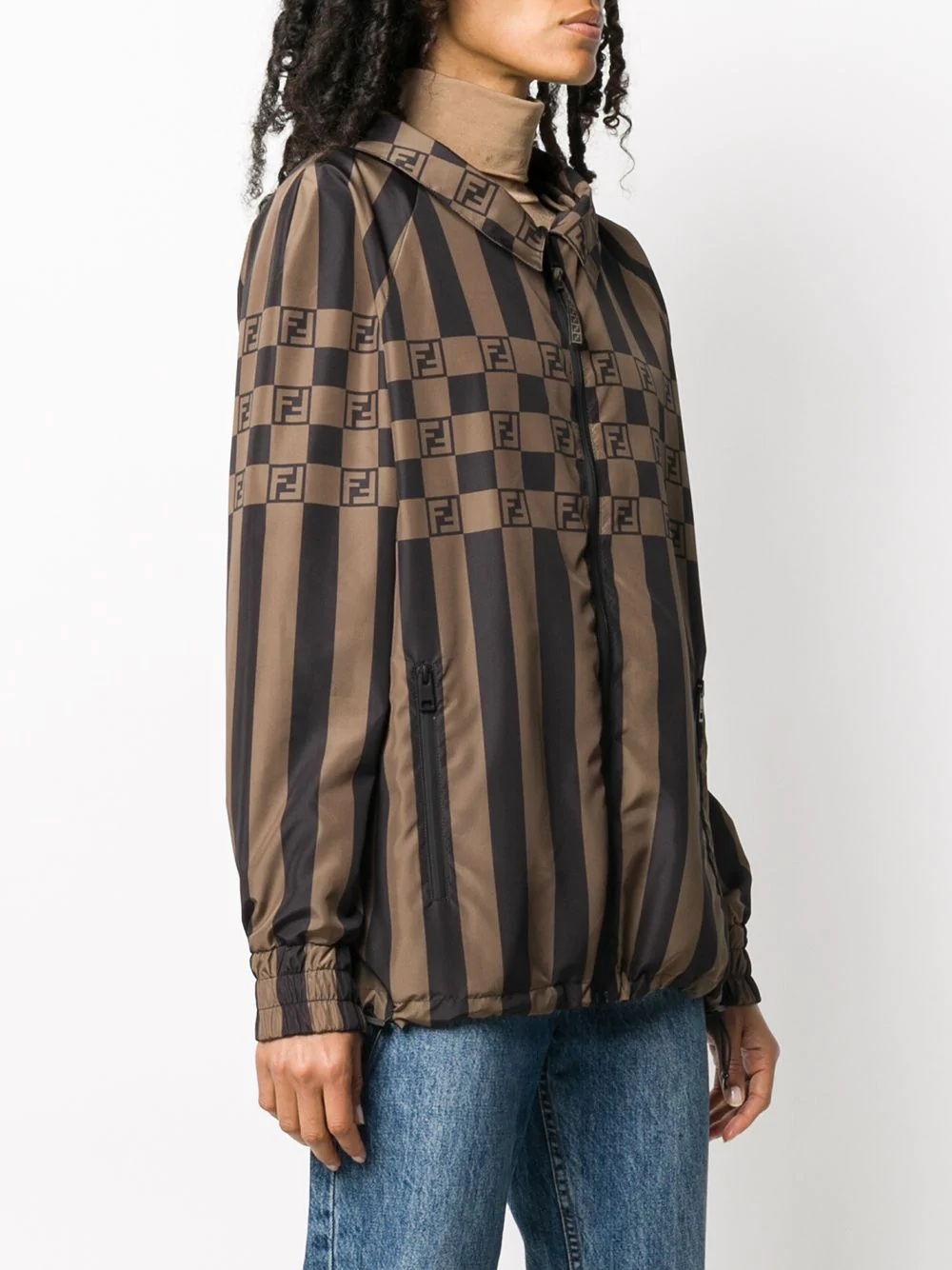 stripe-pattern logo-print jacket - 3