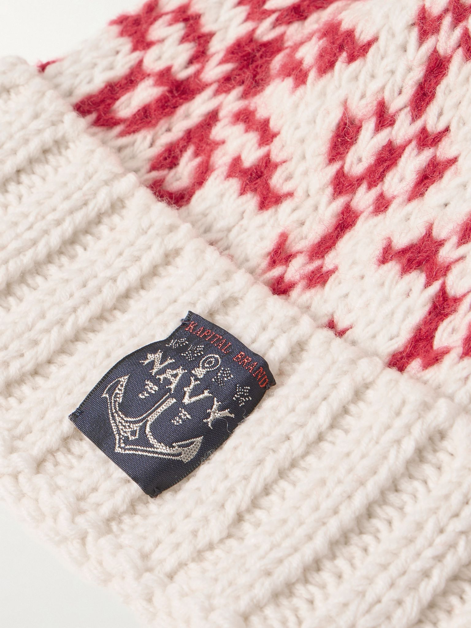 Logo-Appliquéd Pompom-Detailed Wool-Blend Beanie Neutral - 3