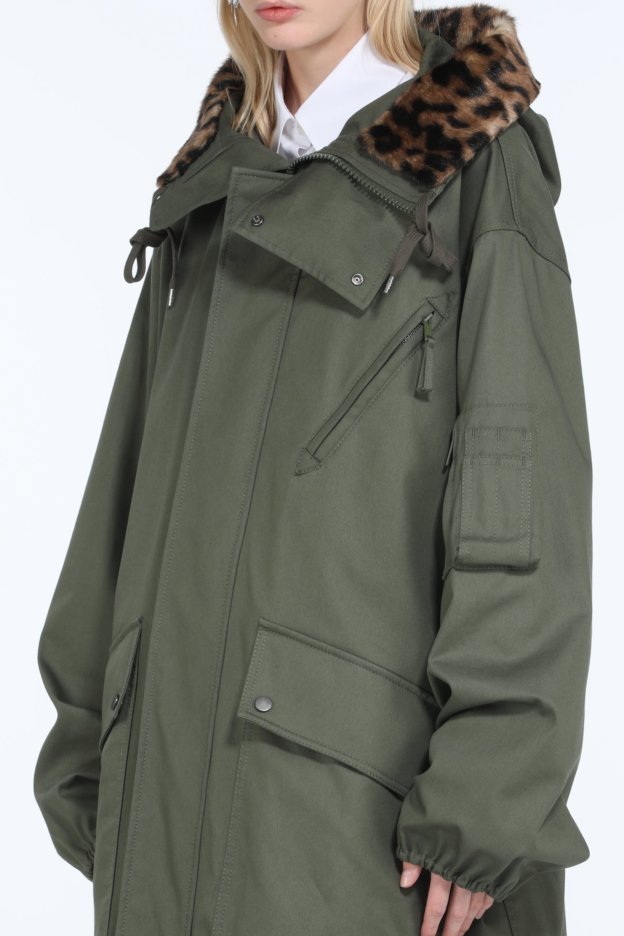 CONTRAST-COLLAR HOODED JACKET - 5