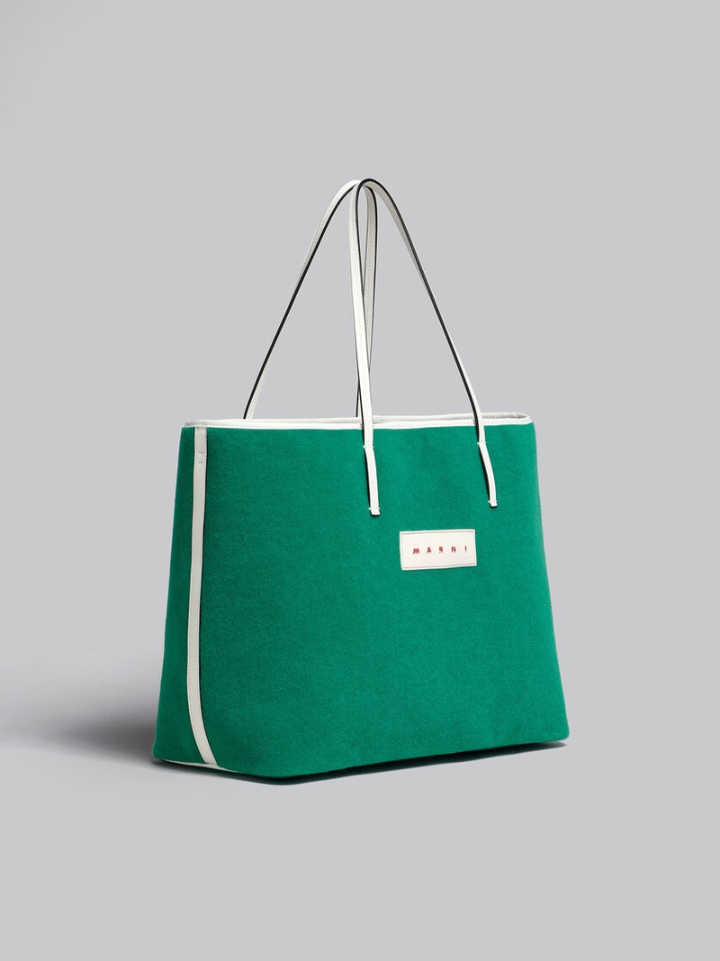 SMALL REVERSIBLE JANUS SHOPPING BAG IN GREEN FELT AND COTTON 6