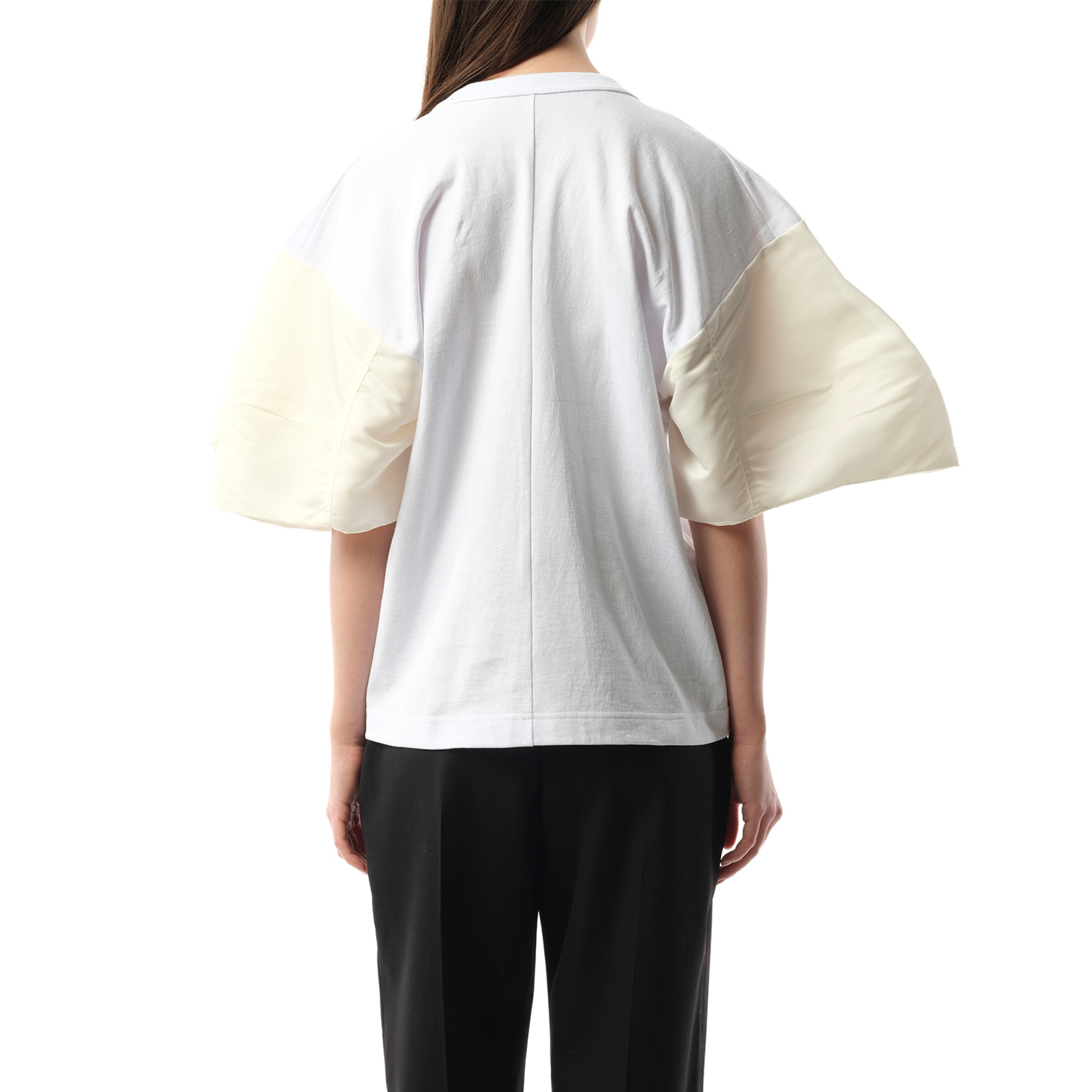 Nylon Twill Cotton Jersey T-Shirt in Off White - 6