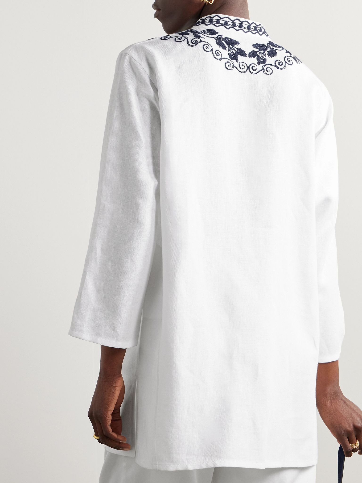 Embroidered linen blouse White - 3