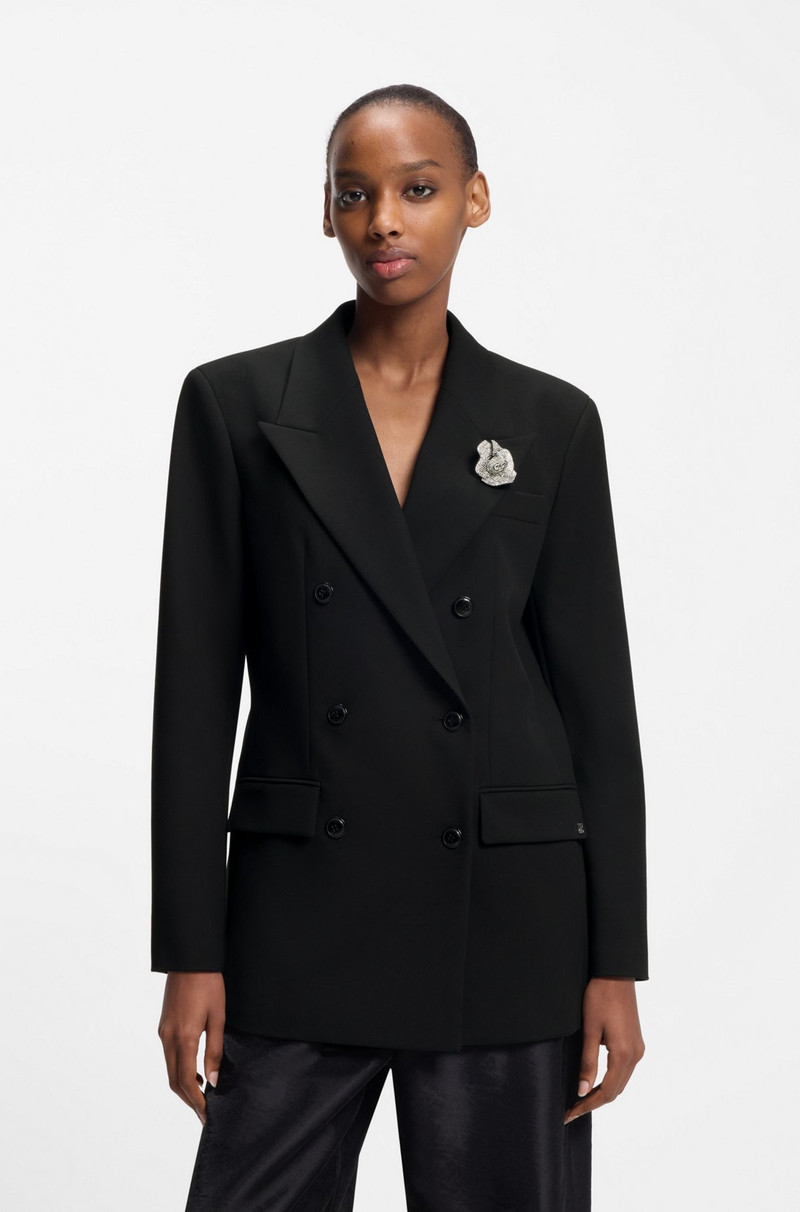 OVERSIZED-FIT BLAZER WITH RHINESTONE LAPEL BROOCH 2