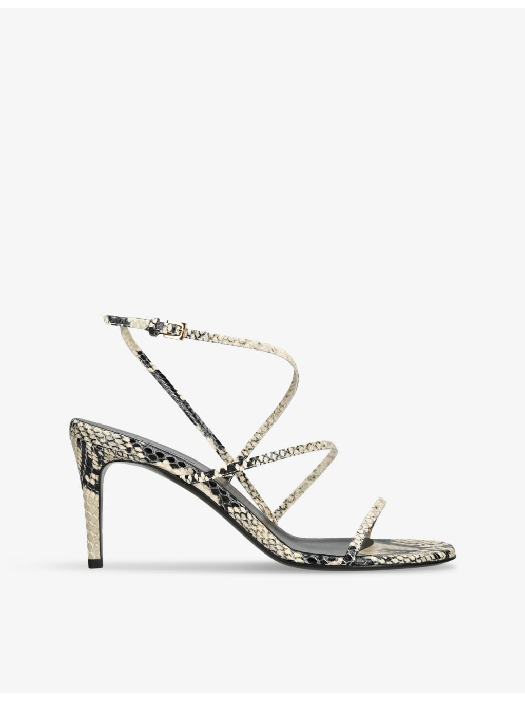 Loop snake-print leather heeled sandals - 1