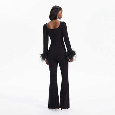 self-portrait Black Crepe Feather Jumpsuit outlook