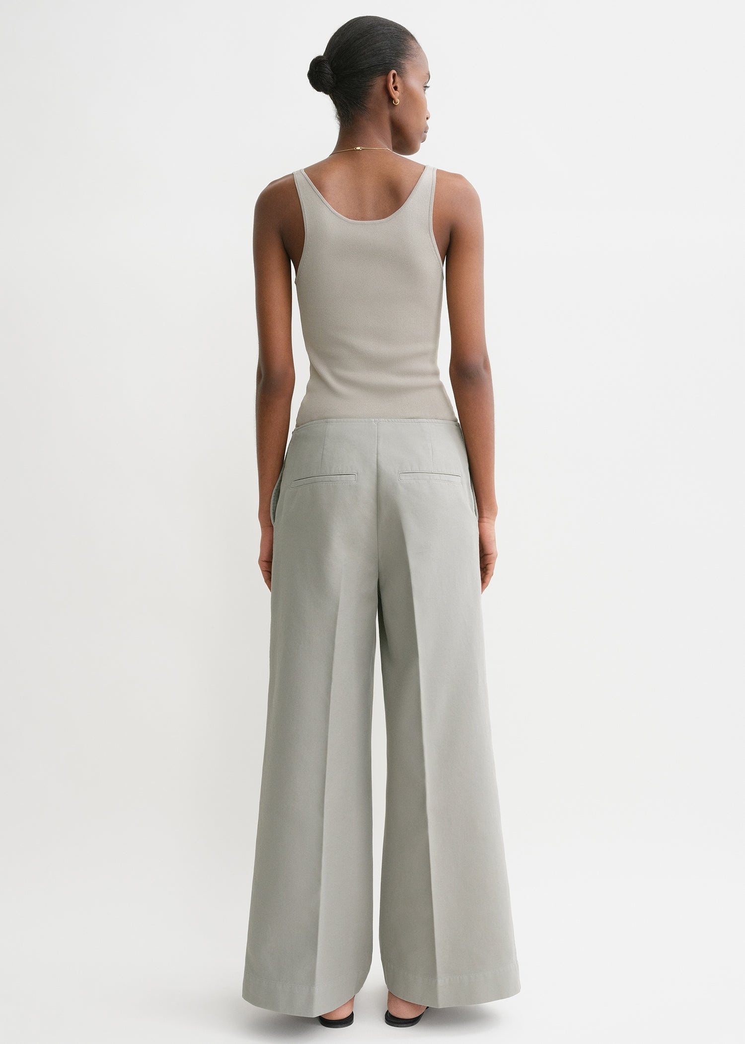 Zip-front wide trousers dove - 4