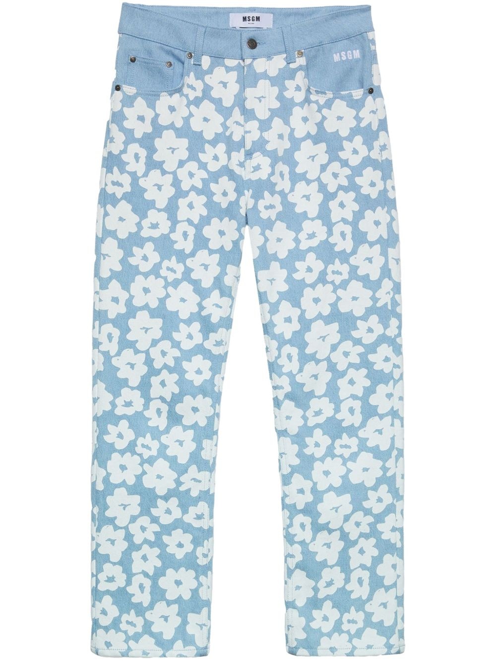 floral-print straight pants - 1