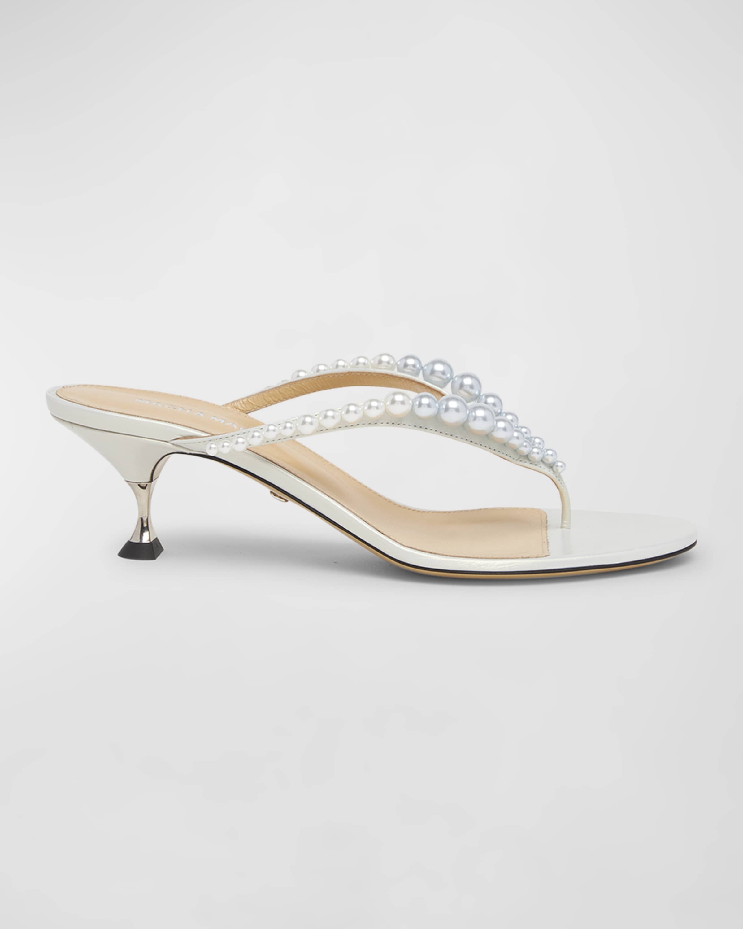 Sirene Pearly Leather Thong Sandals - 1