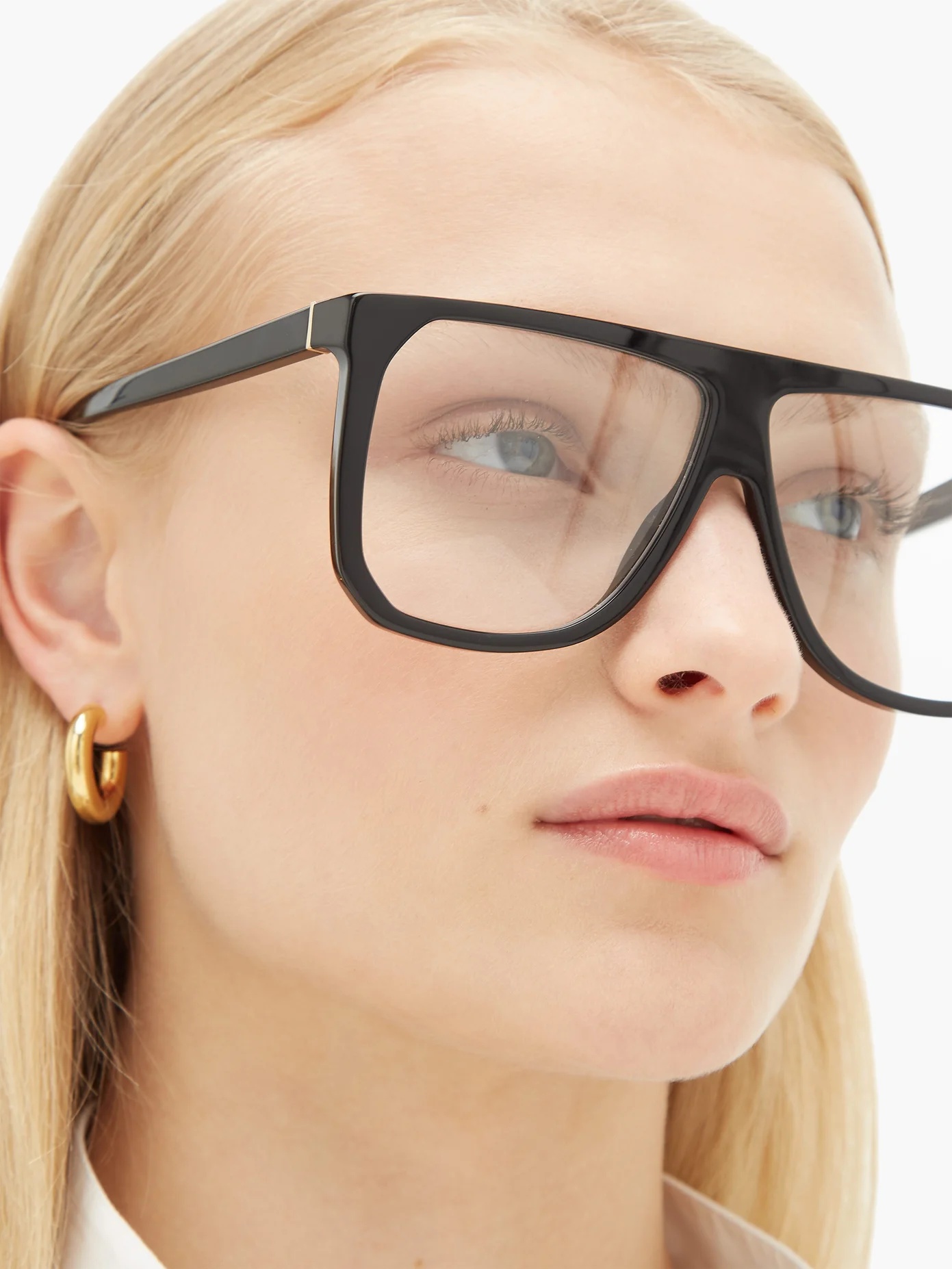 Logo oversized square acetate glasses - 3