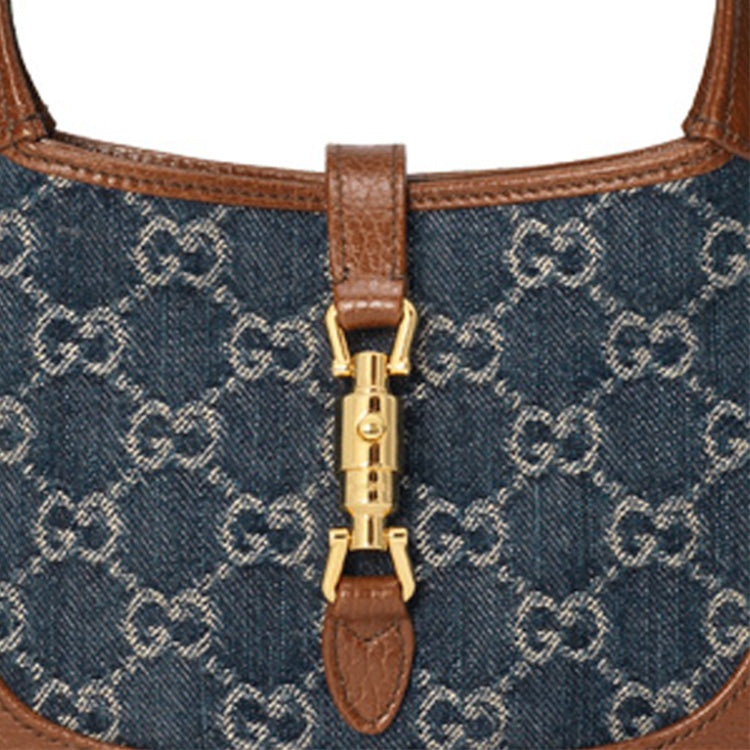 (WMNS) Gucci Jackie 1961 Series miniDenimSingle Shoulder Bag Brown color combination 637092-2KQGG-83 - 11