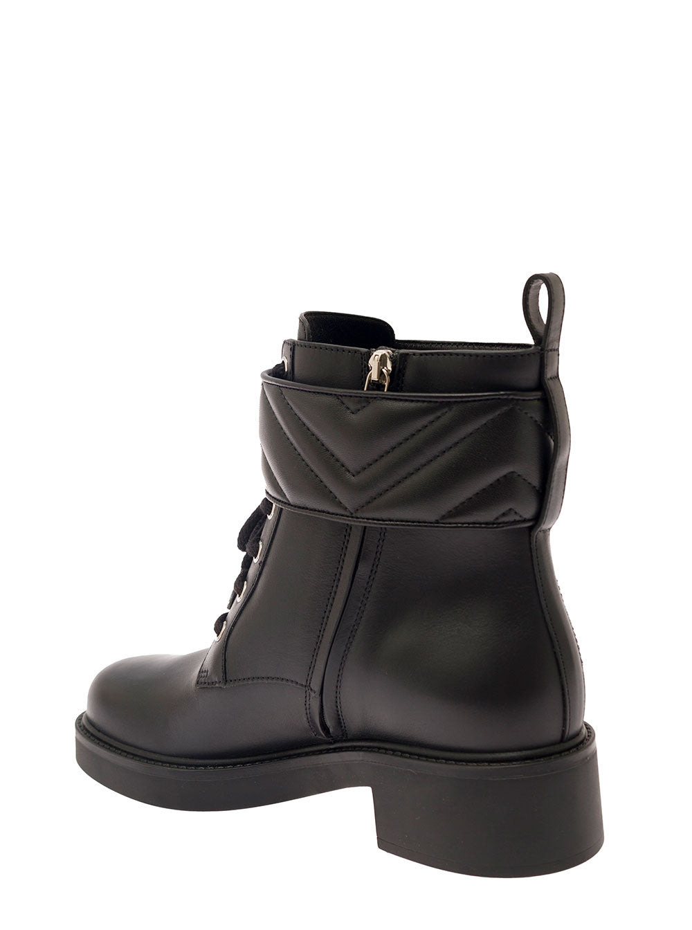 Gucci Women Black Ankle Boot With Double 'G' And Textured Hardware In Leather Woman - 3