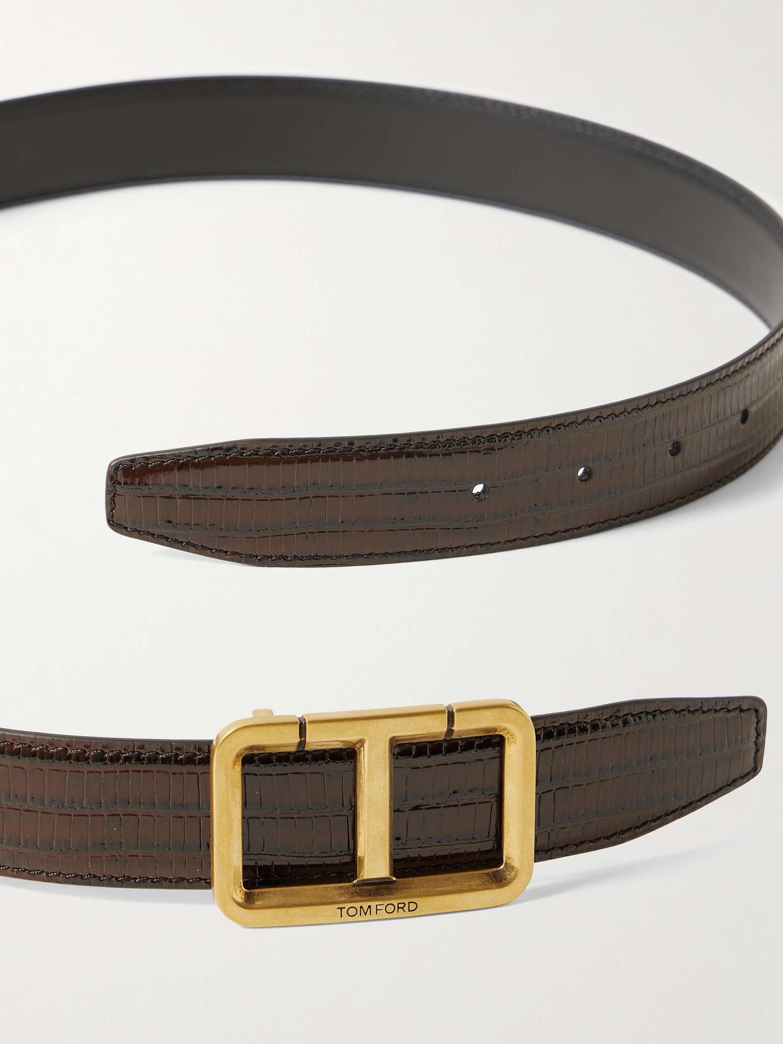 3cm Lizard-Effect Glossed-Leather Belt - 3