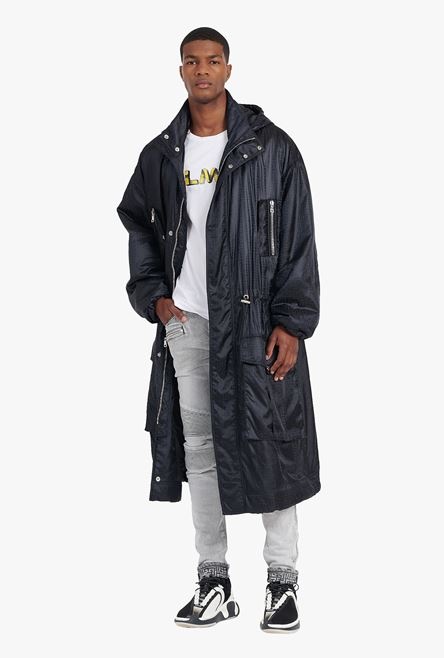 Oversized nylon parka with black Balmain monogram - 2