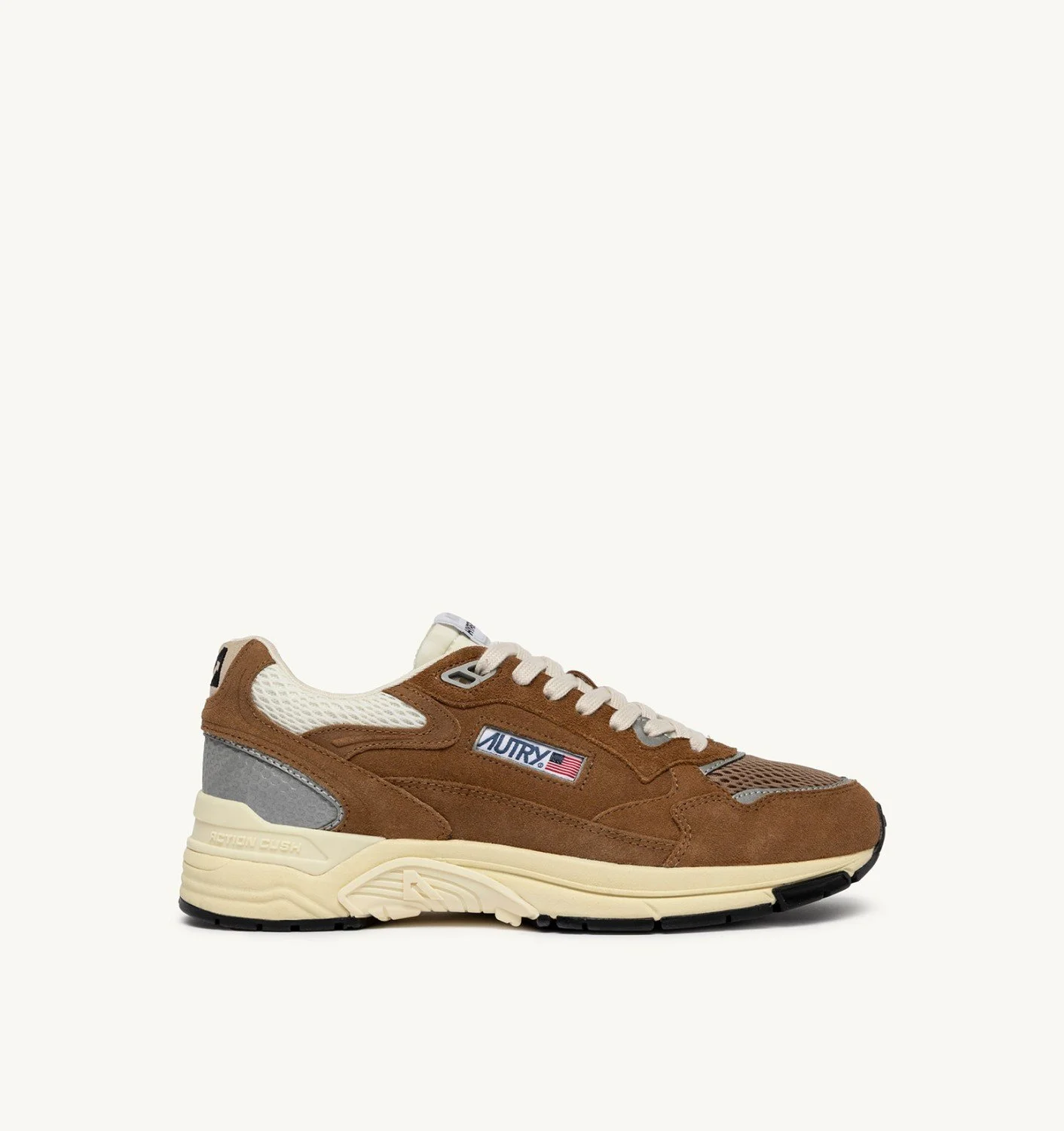 HYPERWAY SNEAKERS IN CIGAR AND SILVER MESH AND SUEDE - 1