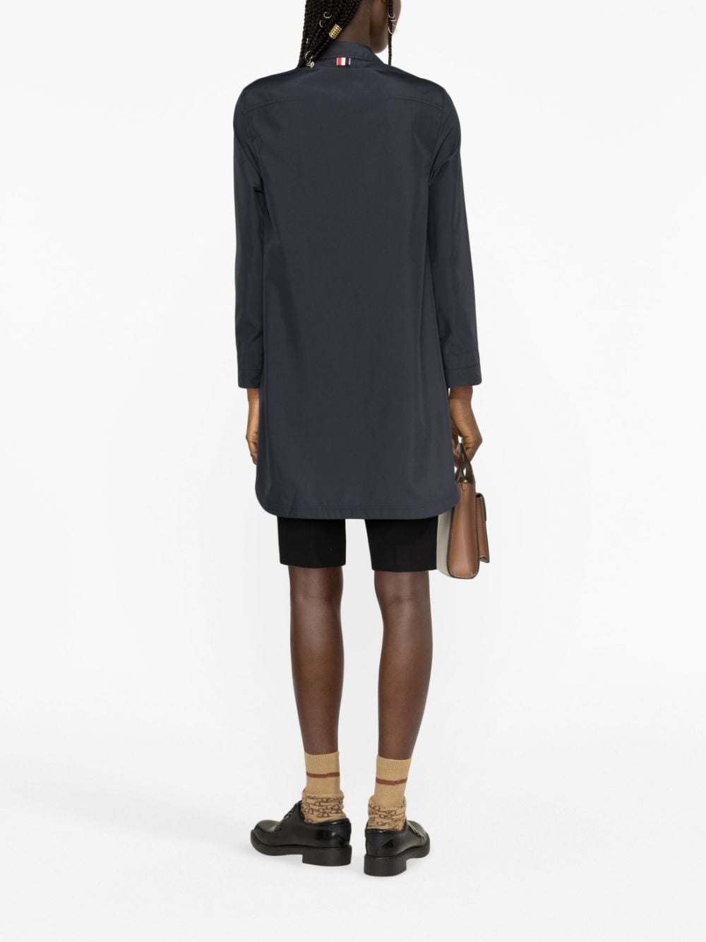 rounded-collar button-up coat - 3