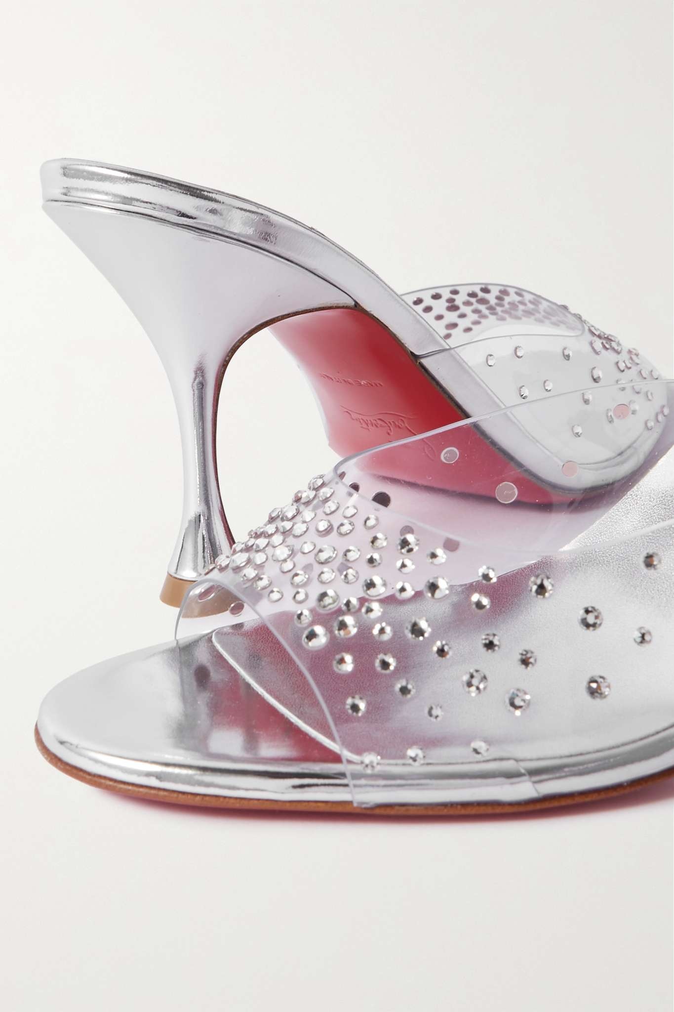 Christian Louboutin Degramule Strass Clear Red Sole Sandals Black