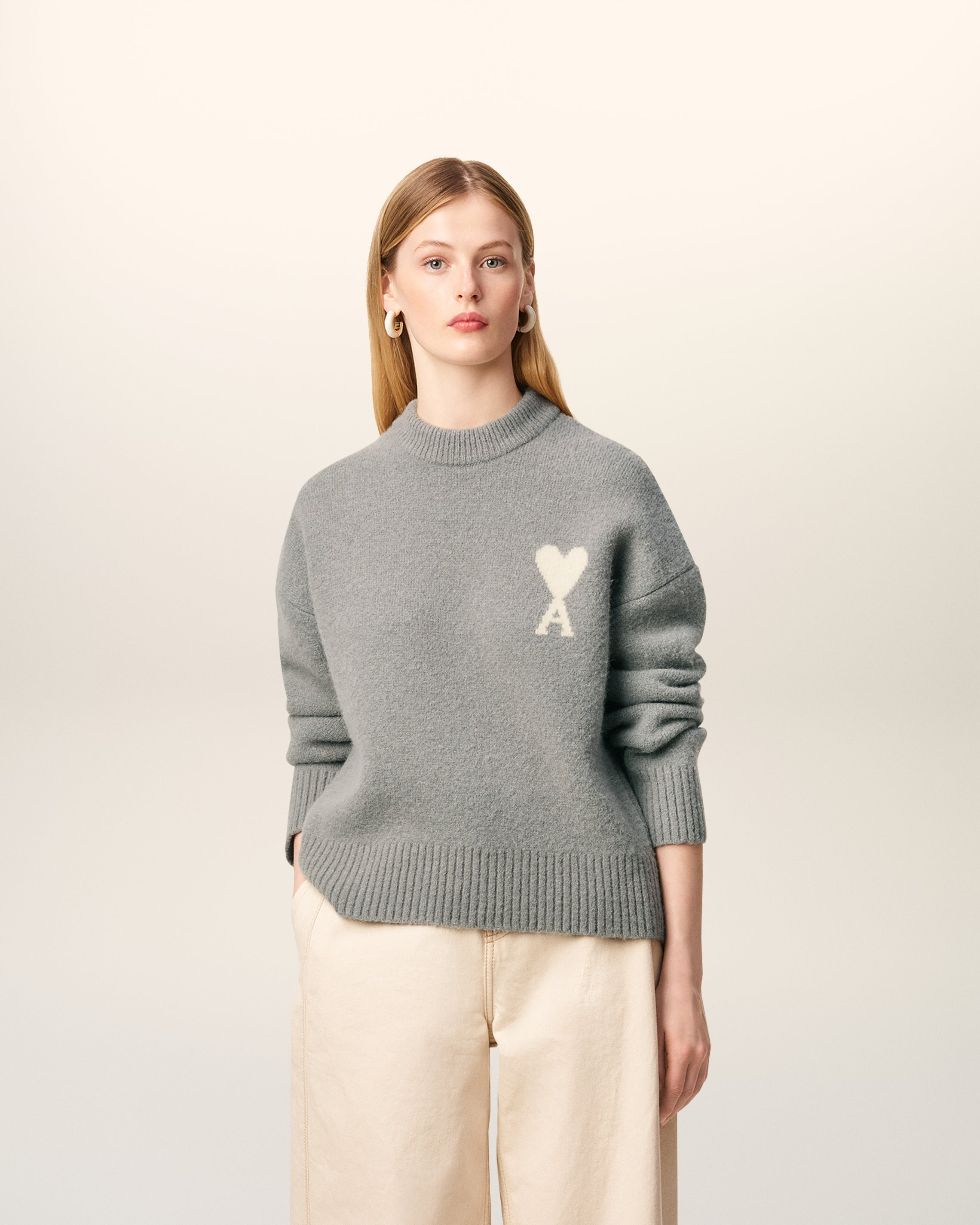 GREY ALPACA AMI DE COEUR CREWNECK SWEATER - 2