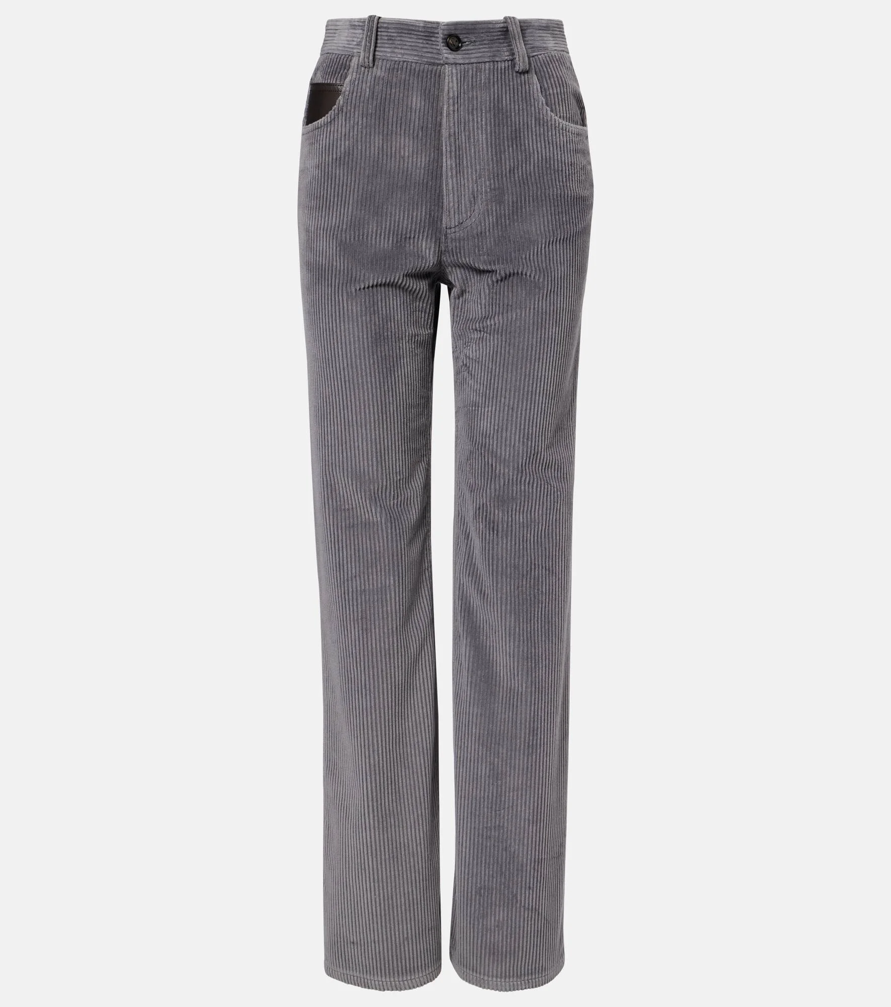 High-rise cotton corduroy straight pants - 1