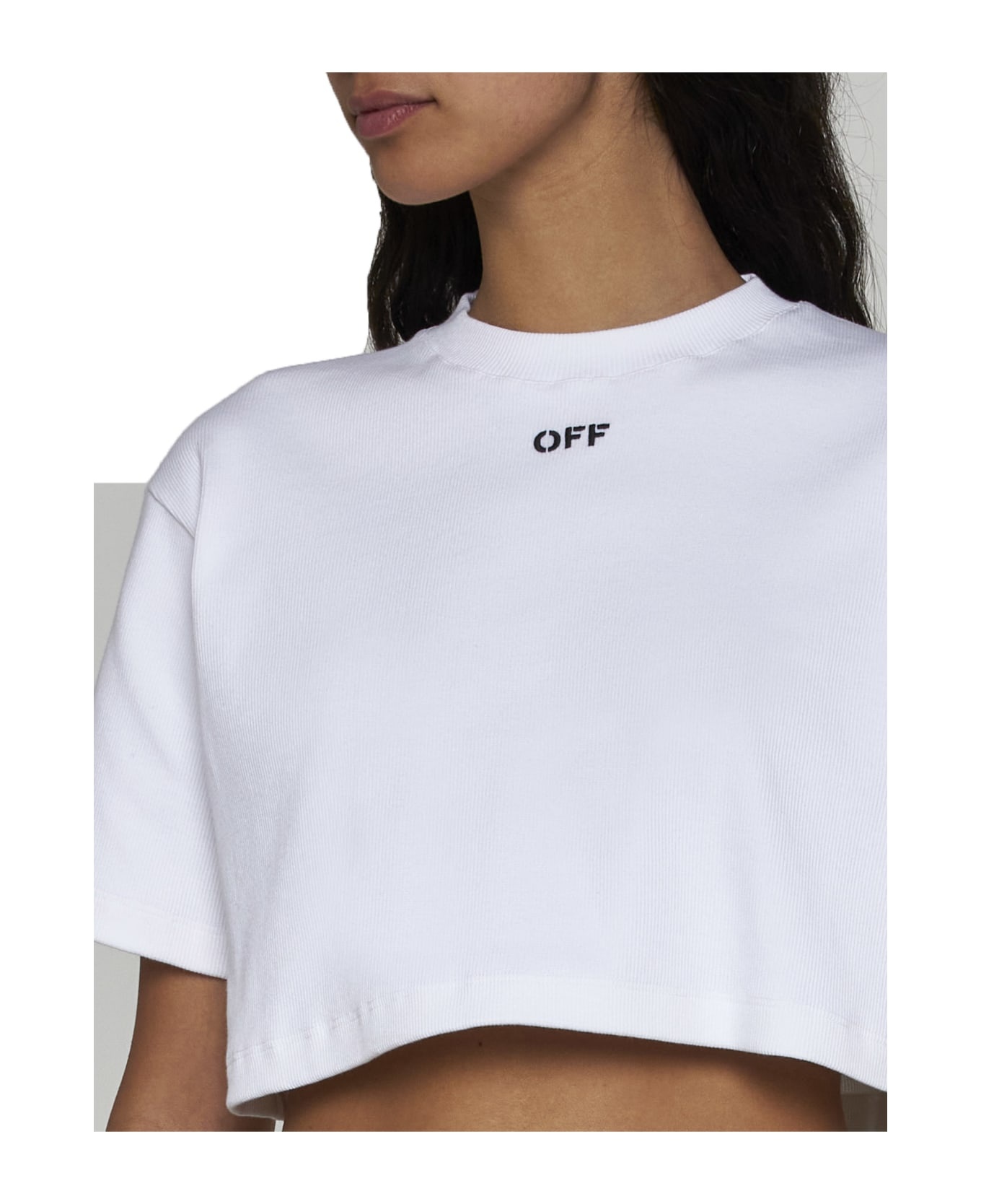 White Crop T-shirt With Logo - 5