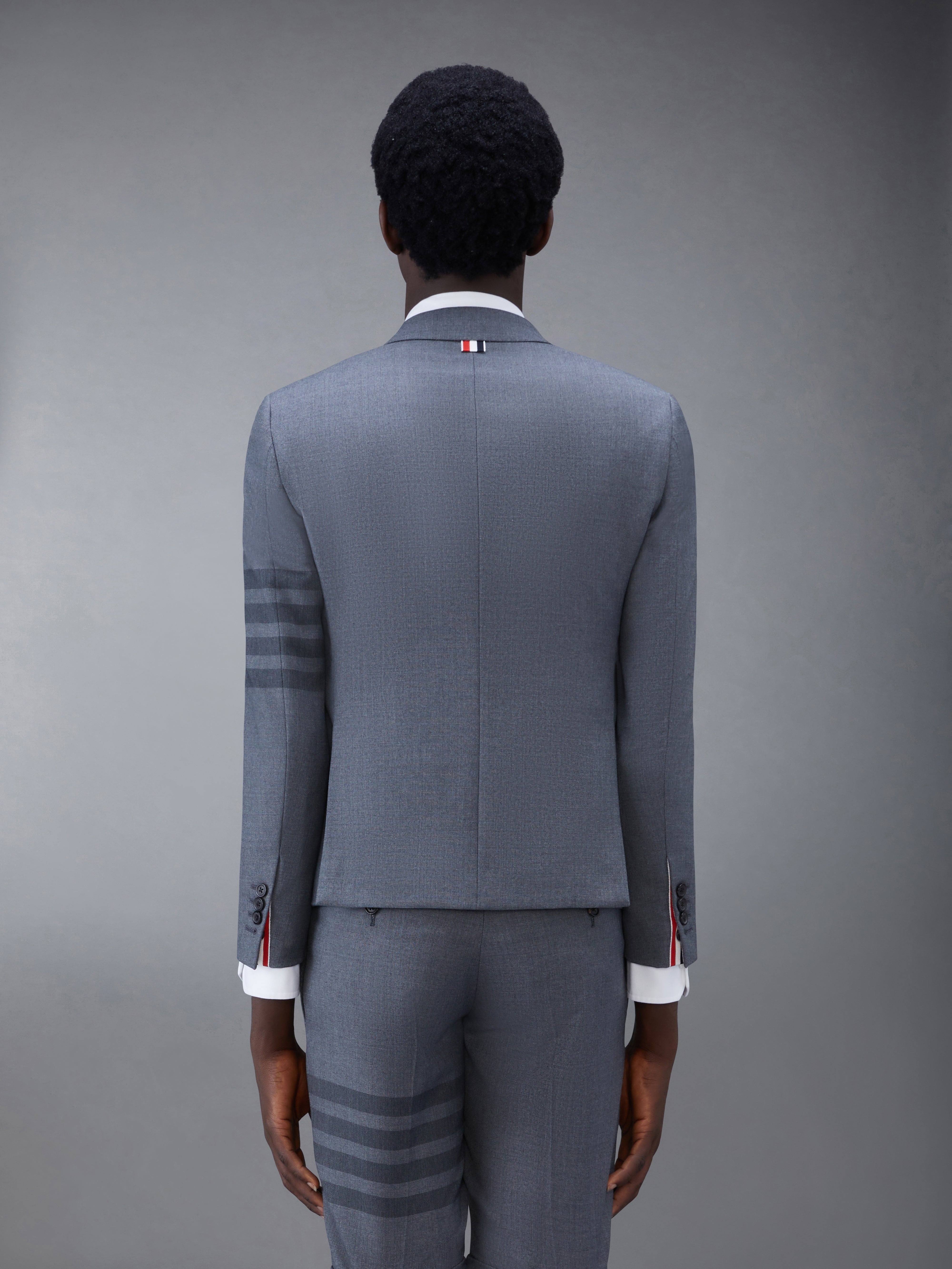 Medium Grey Step Twill School Uniform 4-bar High Armhole Sport Coat - 2
