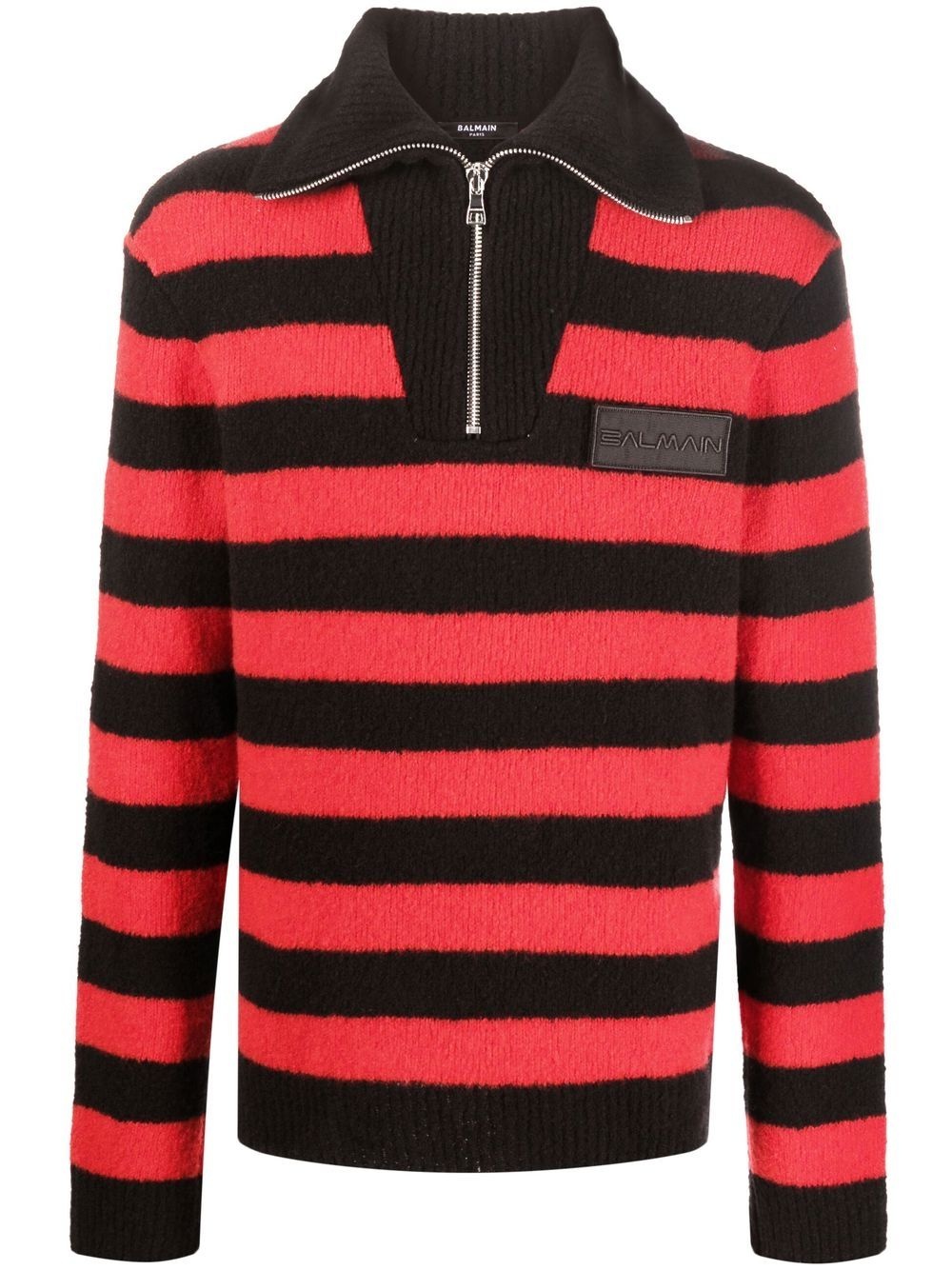 horizontal stripe knitted quarter-zip jumper - 1