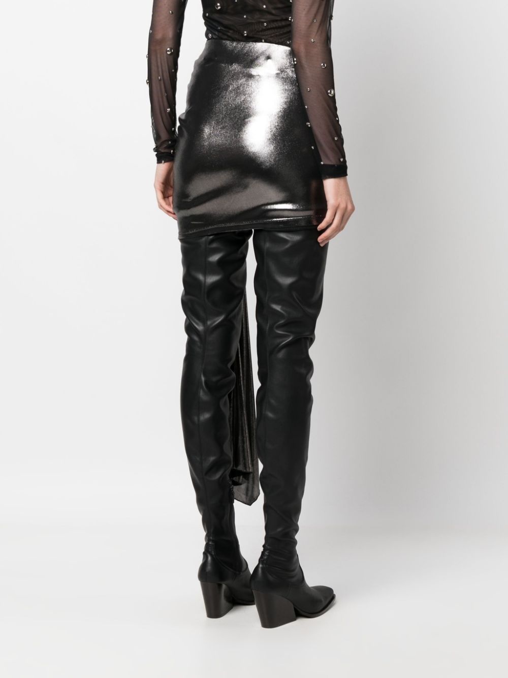 draped lamé-effect miniskirt - 4