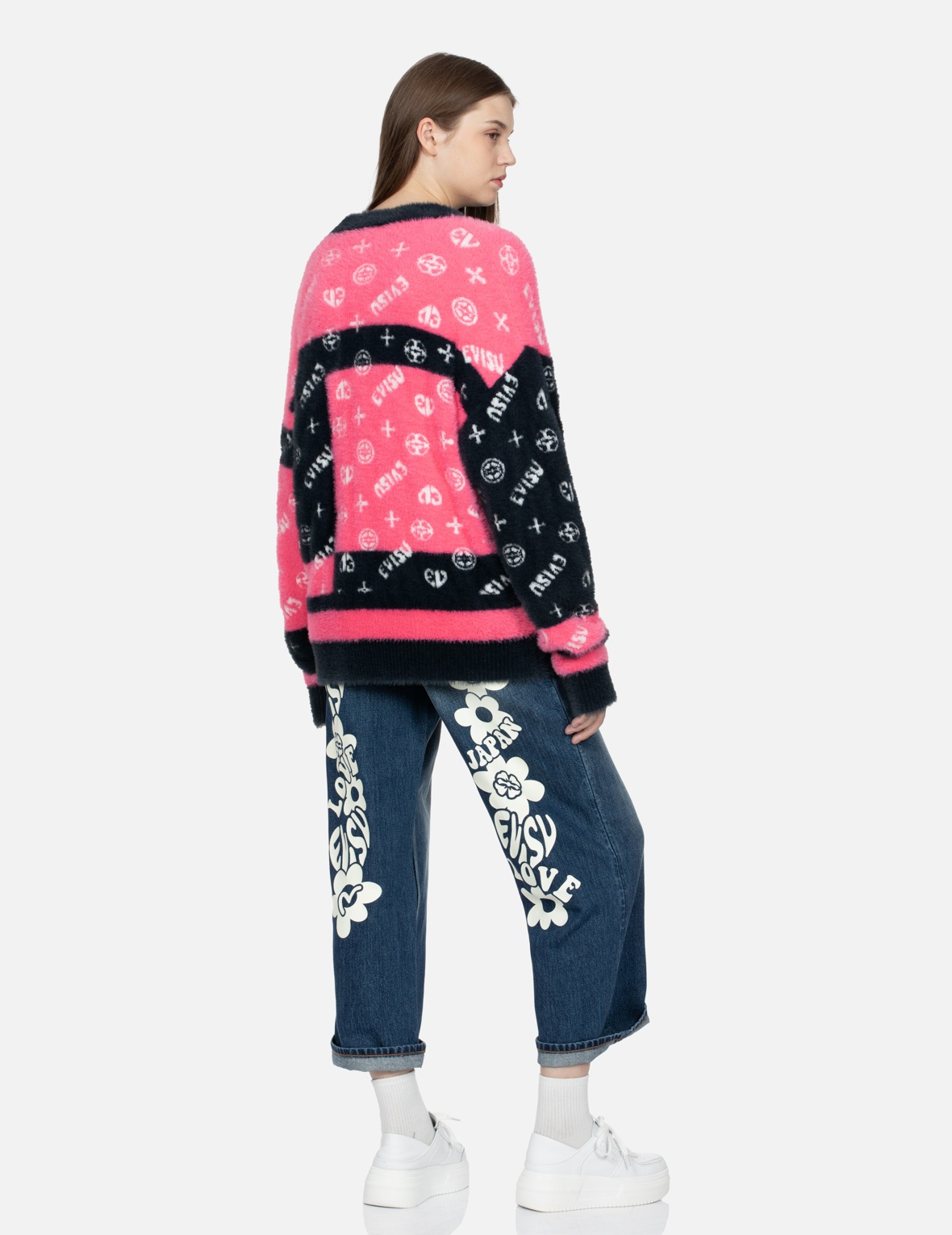 FLORAL SEAGULL PLASTISOL DAICOCK PRINT WIDE LEG JEANS - 3