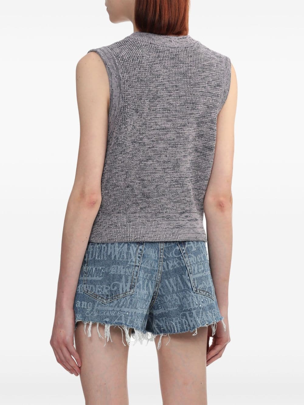 Handwriting logo-embroidered knitted vest - 4