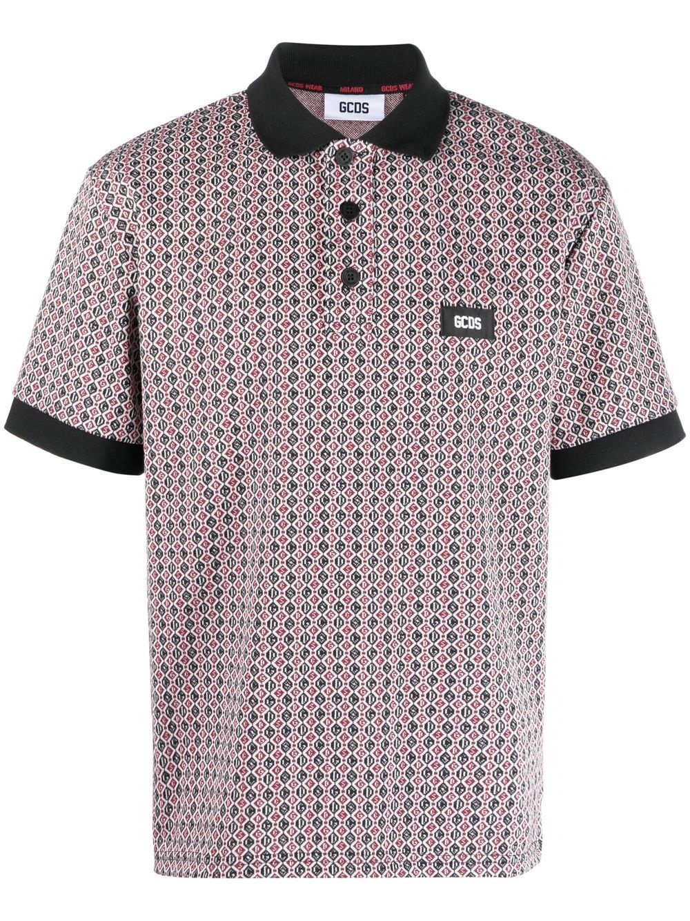 logo-patch jacquard polo shirt - 1