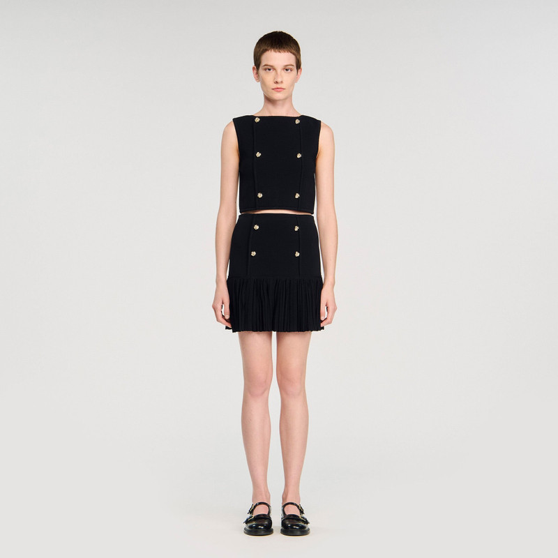 Sandro BUTTON DETAIL CROPPED KNIT TOP outlook