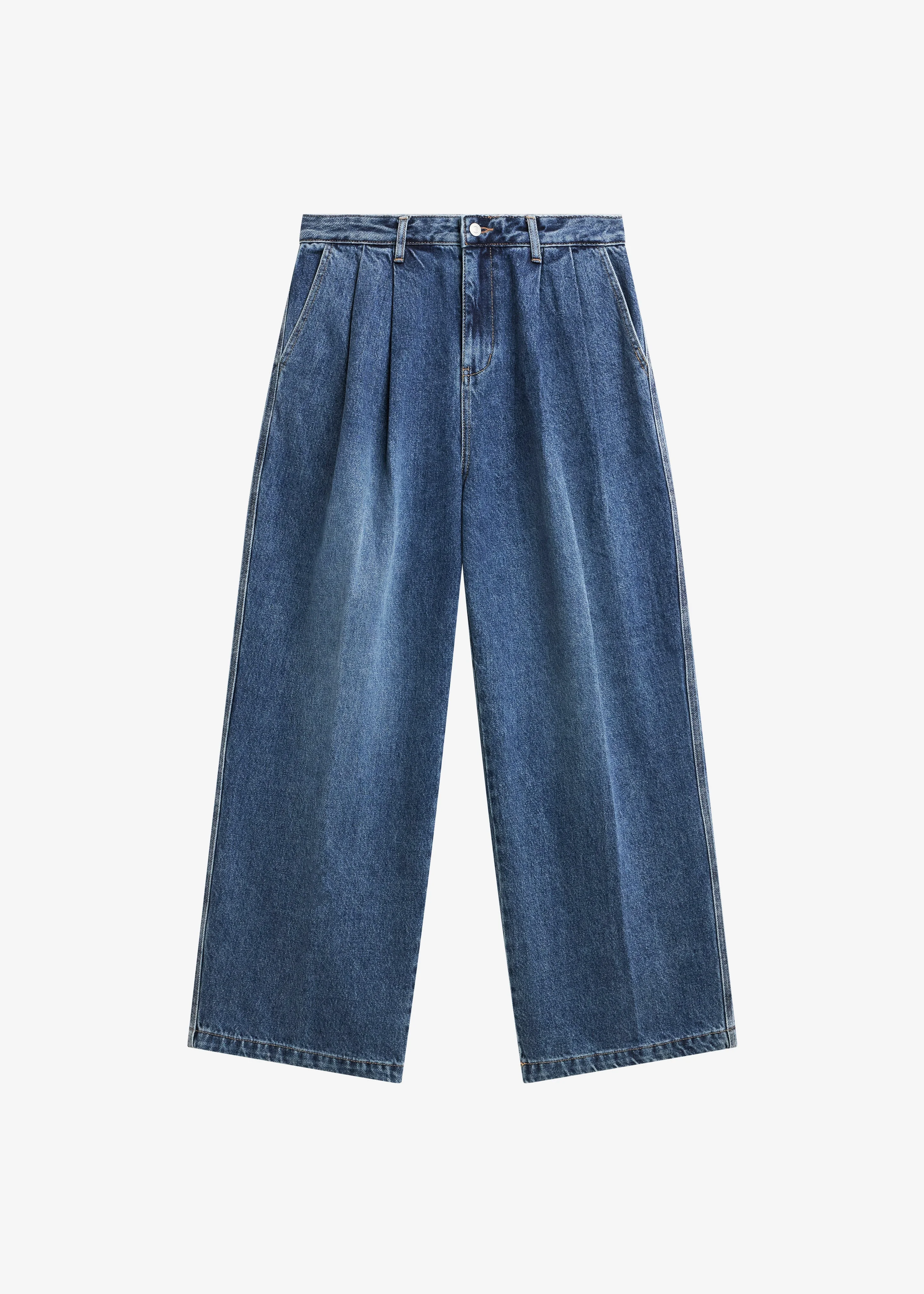 Buxton Pleated Wide Jeans - Medium Wash - 1
