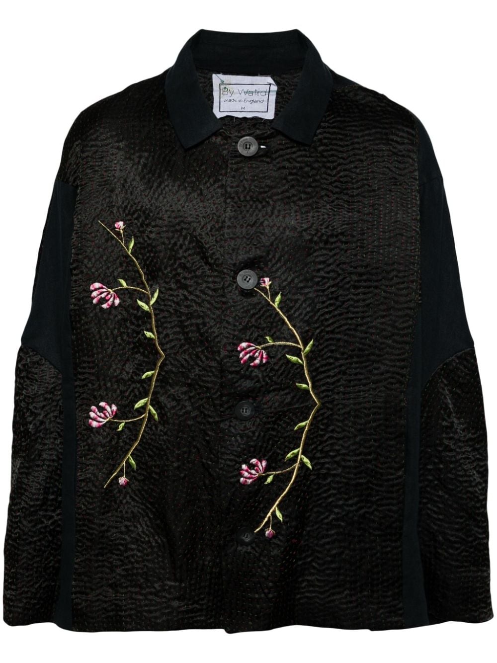 embroidered single-breasted coat - 1