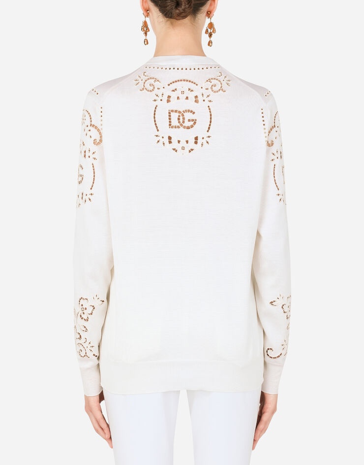 Silk sweater with DG openwork embroidery - 2